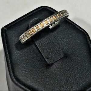 PANDORA 925 Sterling Silver w/ Topaz CZ Eternity Band Ring size 9